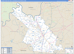 Elizabethtown-Fort Knox Metro Area Wall Map Basic Style 2026